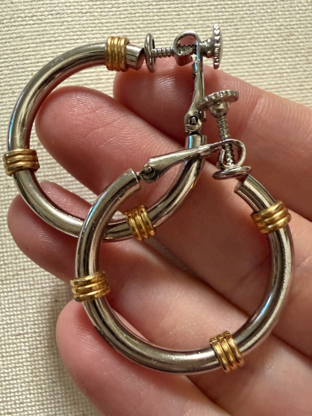 Napier Two-Tone Silver & Gold Hoop Earrings